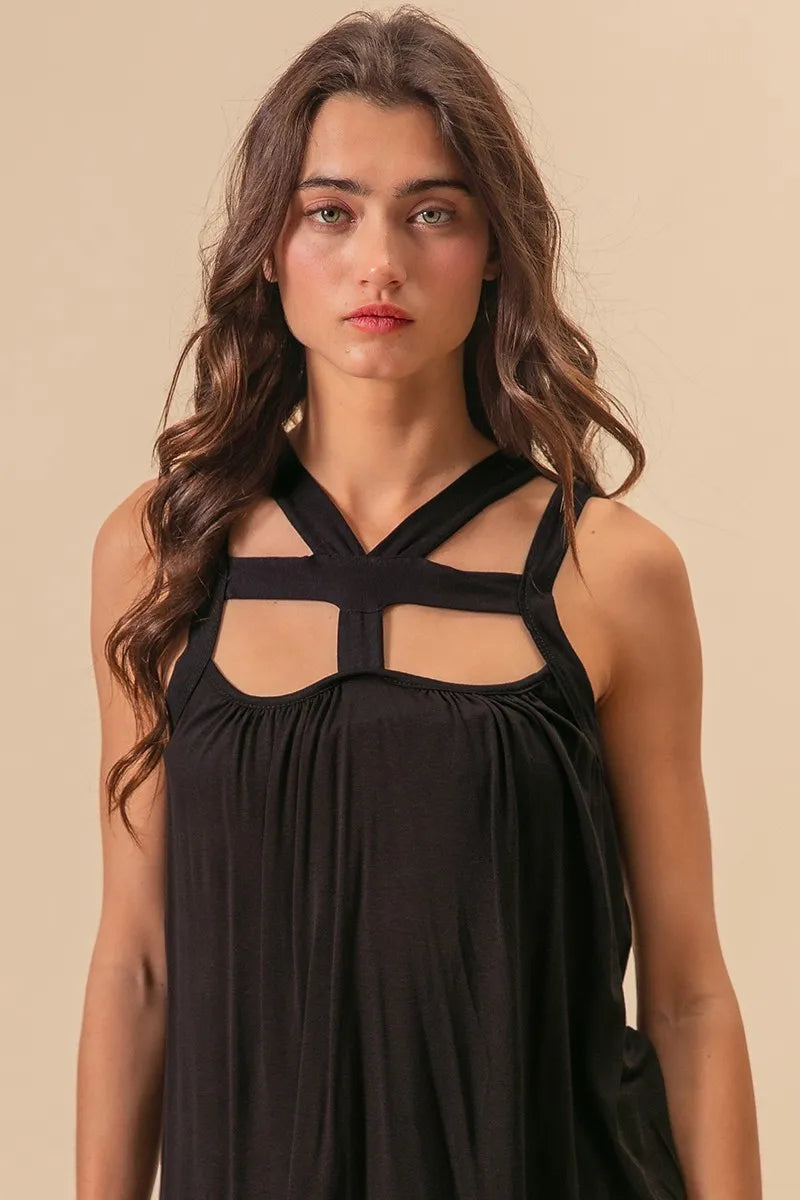 BiBi Rayon Span Jersey Cut Out with Straps Detailed 