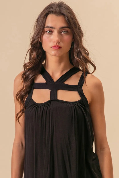 BiBi Rayon Span Jersey Cut Out with Straps Detailed 