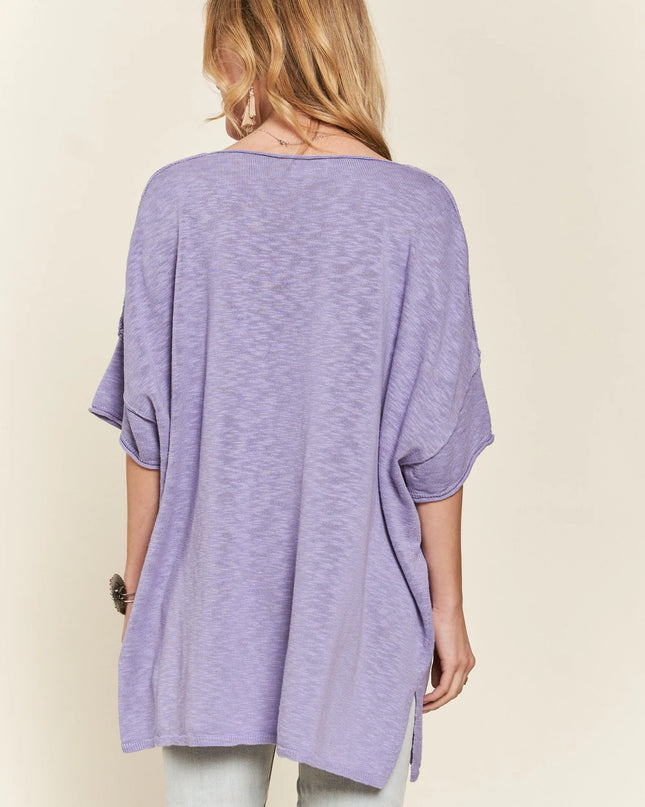 ADORA Drop Shoulder Loose Fit Knit Tunic Top