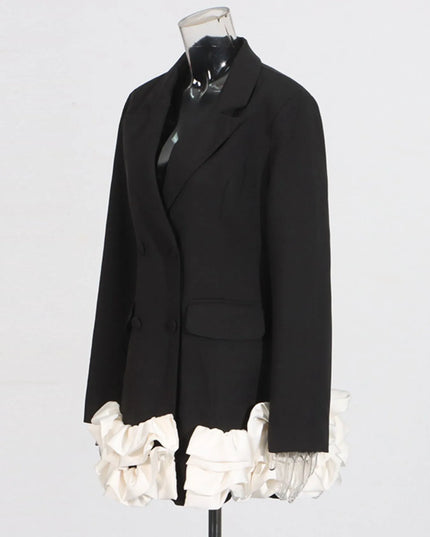 Ruffle Hem Double-Breasted Blazer Dress