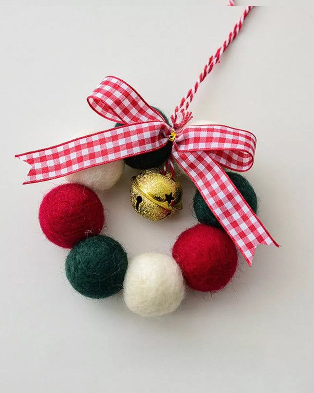 Christmas Felt Ball Garland Ornament Style E One Size