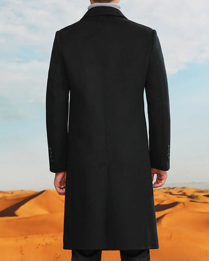 Men's Plus Size Double-Breasted Longline Coat