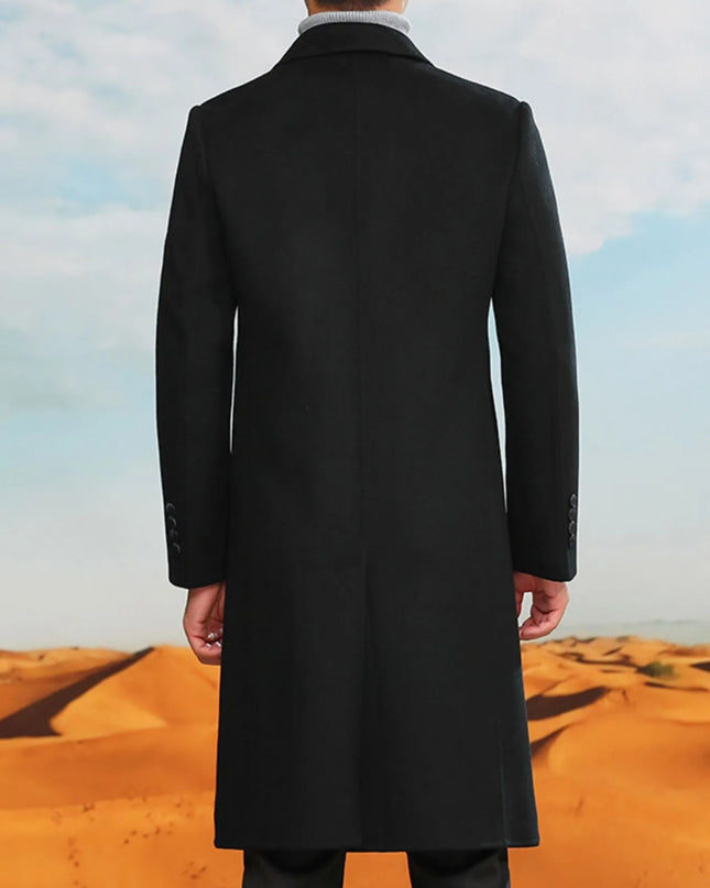 Men's Plus Size Double-Breasted Longline Coat