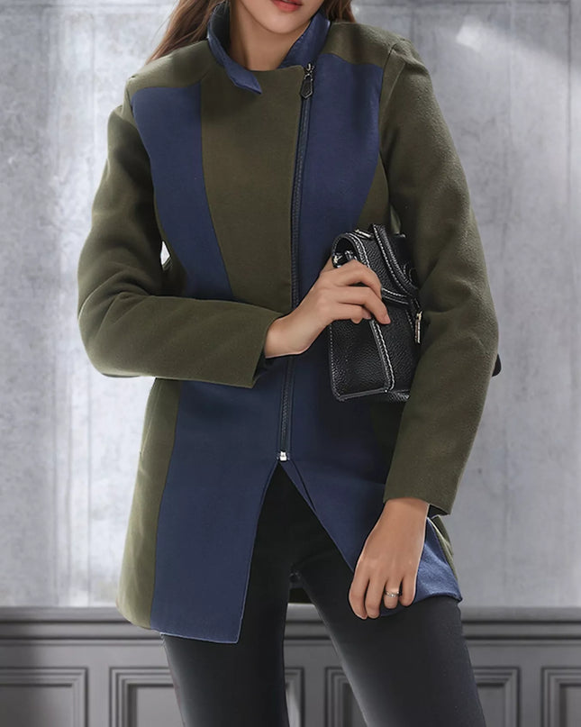 Color Block Zip Up Outerwear