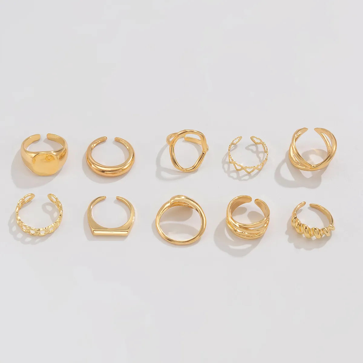 10-Piece Alloy Geometric Ring