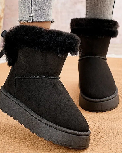 Round Toe Platform Boots Black