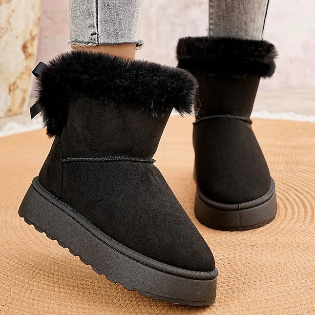 Round Toe Platform Boots Black