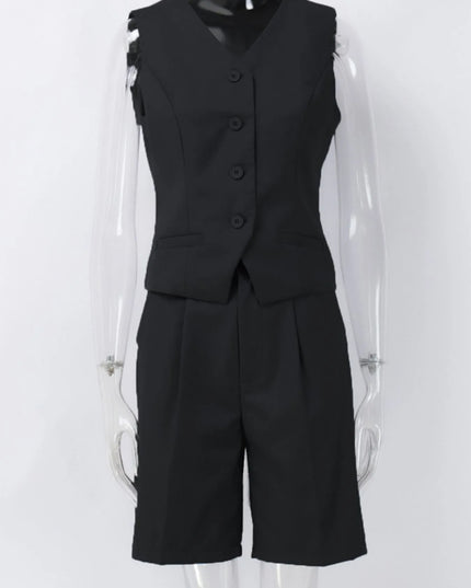 V-Neck Vest and Pants Two-Piece Blazer Set