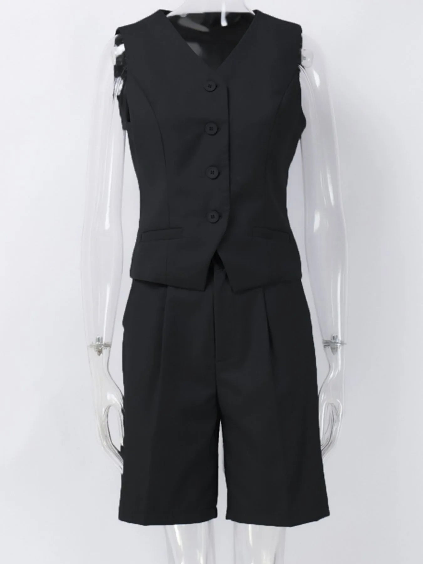 V-Neck Vest and Pants Two-Piece Blazer Set