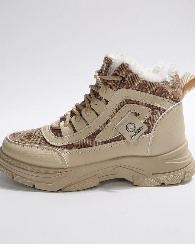 High-Top Platform Chunky Sneaker Boots with Lace-Up