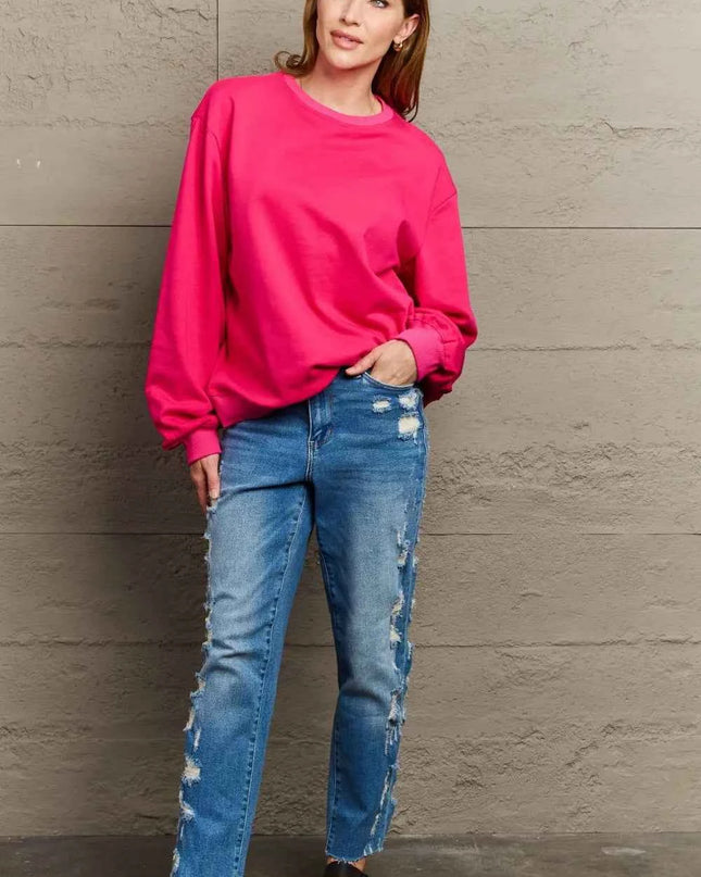 Full Size Round Neck Long Sleeve Sweatshirt