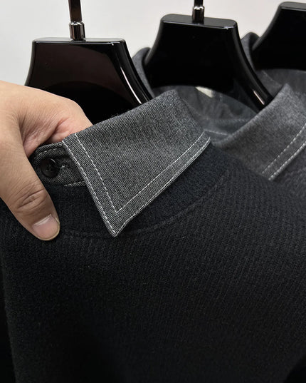 Men's Plus Size Ribbed Knit Collared Neck Sweater