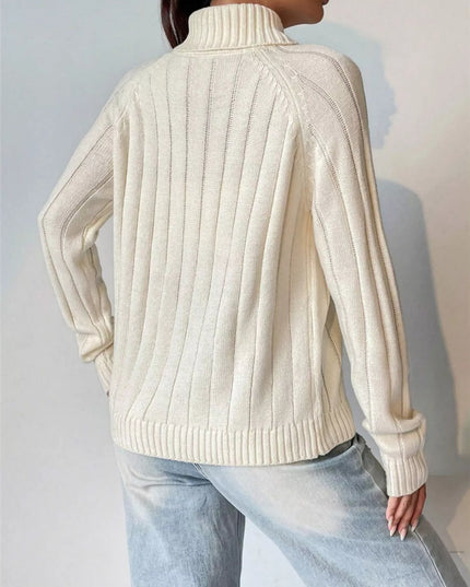 Ribbed Turtleneck Long Sleeve Sweater