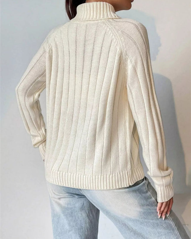 Ribbed Turtleneck Long Sleeve Sweater