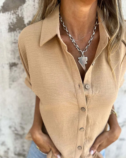 Full Size Collared Neck Half Sleeve Shirt Plus Size 