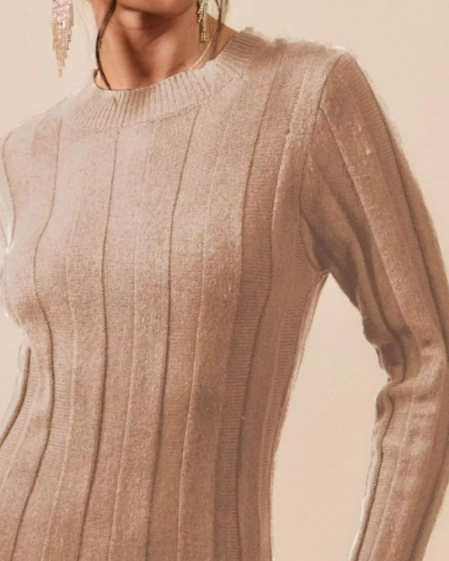 SO ME Ribbed Long Sleeve Mini Sweater Dress