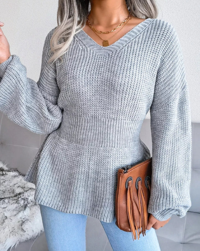 V-Neck Dropped Shoulder Sweater