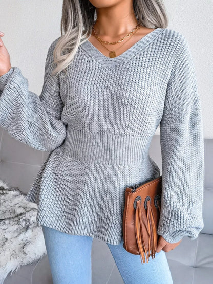 V-Neck Dropped Shoulder Sweater