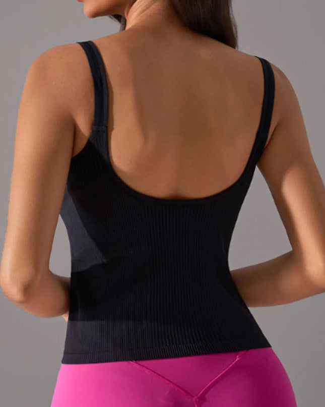 Scoop Neck Active Tank with Detachable Chest Pads