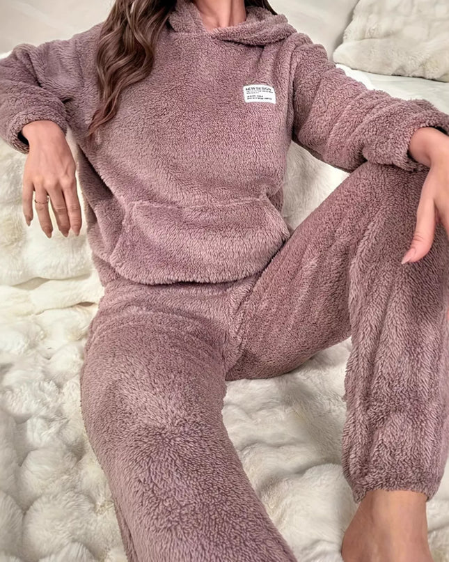 Kangaroo Pocket Long Sleeve Hoodie and Pants Lounge Set