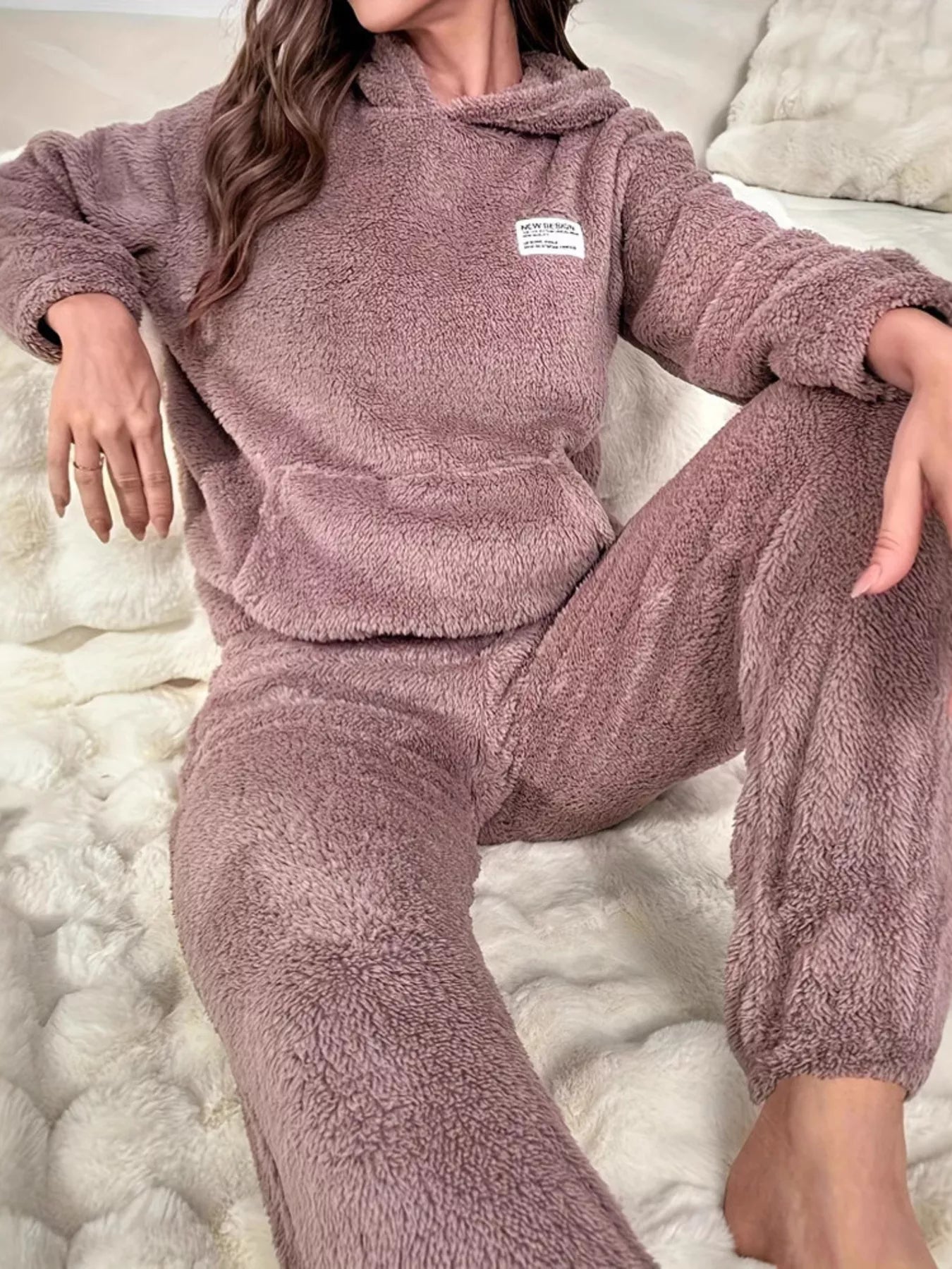 Kangaroo Pocket Long Sleeve Hoodie and Pants Lounge Set