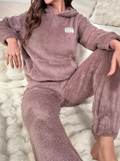 Kangaroo Pocket Long Sleeve Hoodie and Pants Lounge Set
