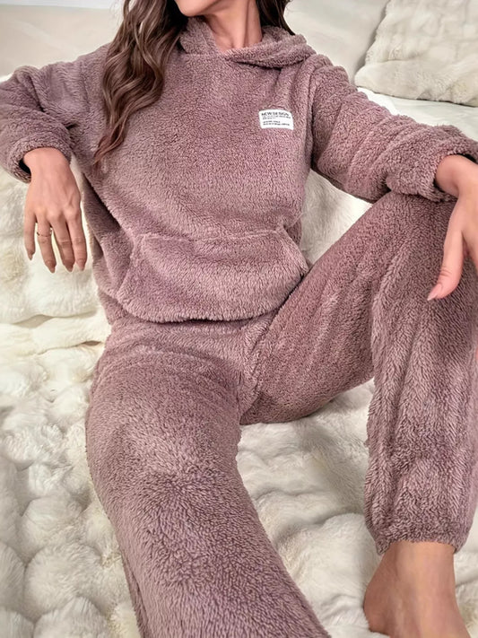 Kangaroo Pocket Long Sleeve Hoodie and Pants Lounge Set