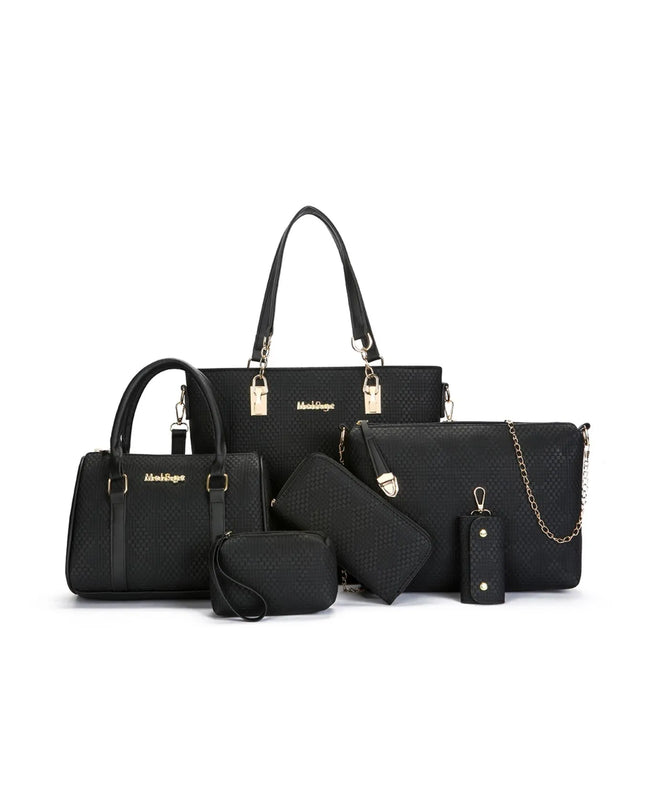 6-Piece Leather Textured Bag Set 