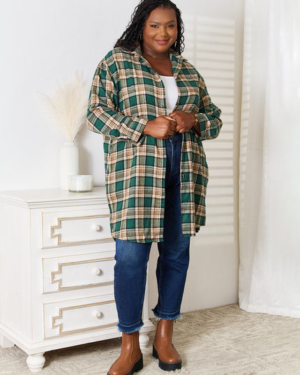 Mandy Plaid Collared Neck Long Sleeve Shirt