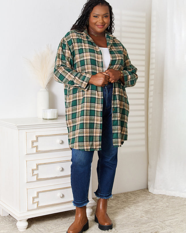 Mandy Plaid Collared Neck Long Sleeve Shirt