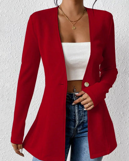 One Button Long Sleeve Blazer