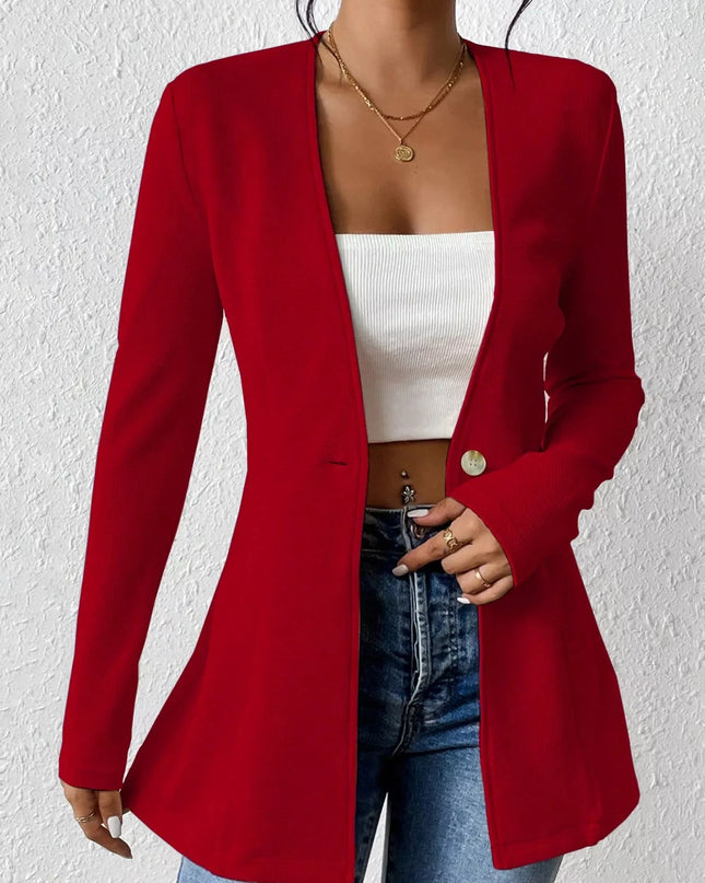 One Button Long Sleeve Blazer