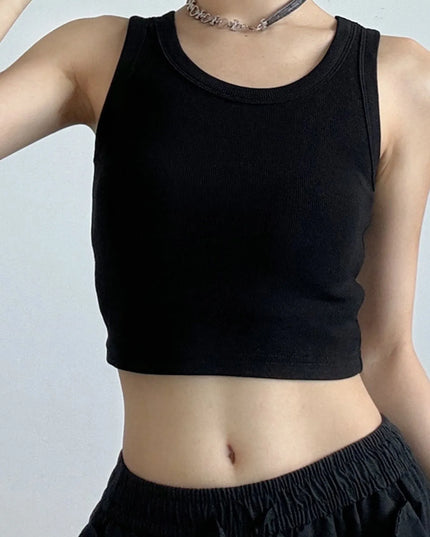 Ribbed Crop Tank Top Black