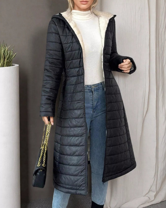 Zip Up Quilted Hooded Puffer Coat