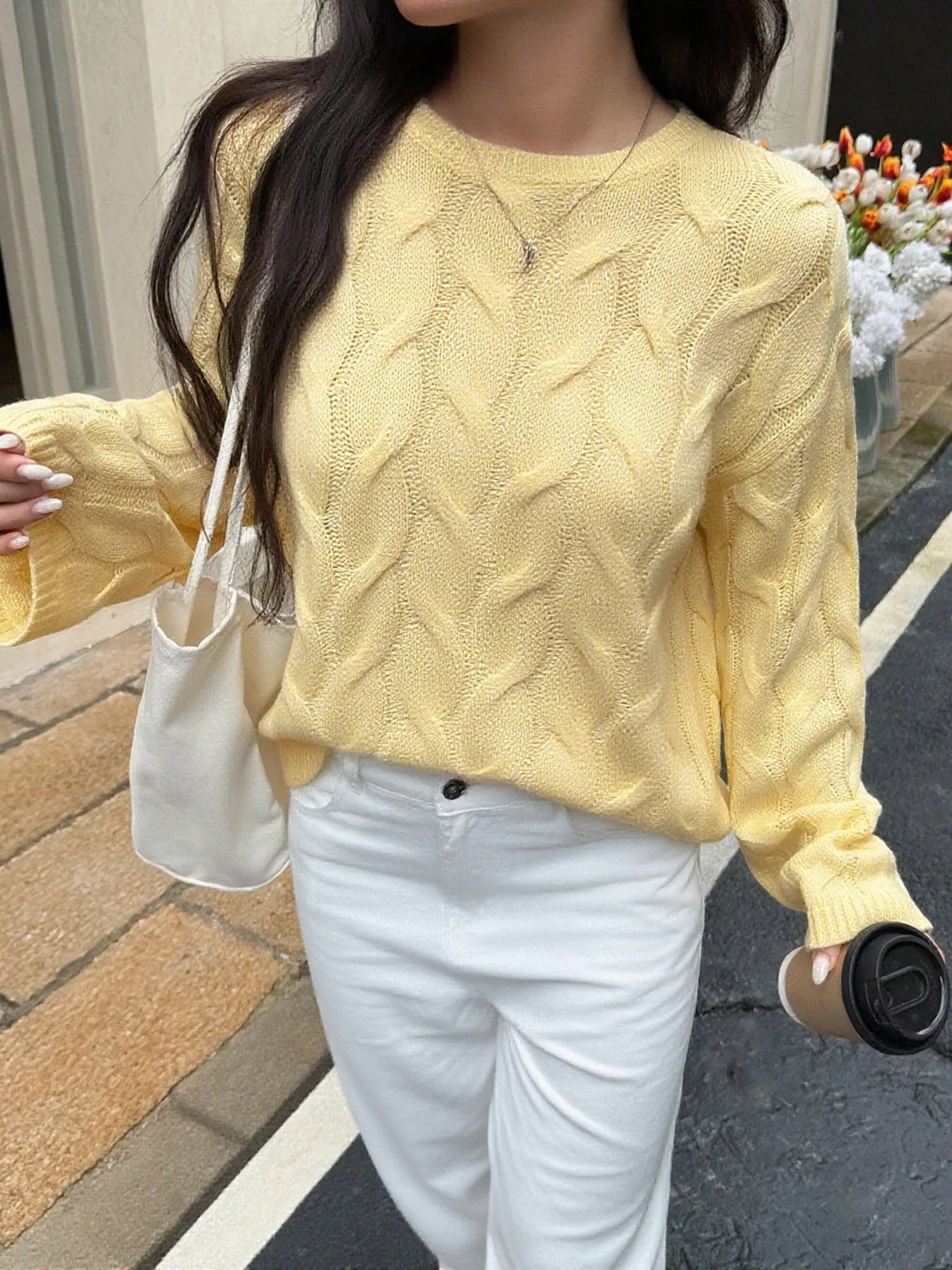 Cable Knit Long Sleeve Sweater