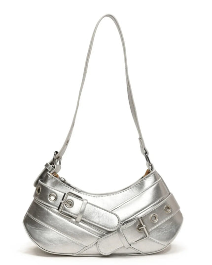 PU Leather Buckle Shoulder Bag 