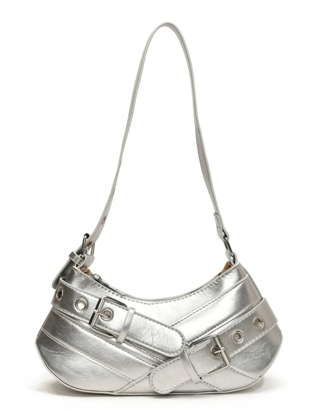 PU Leather Buckle Shoulder Bag 