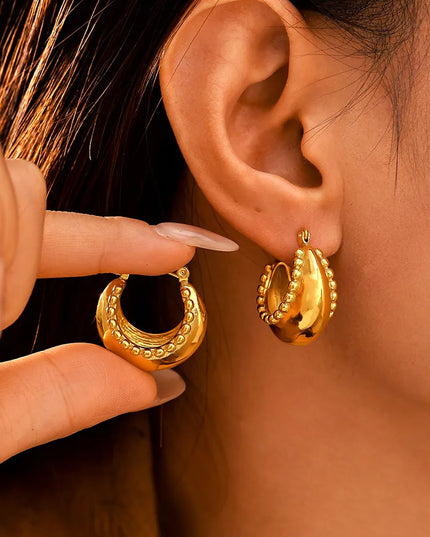 18K Gold-Plated Stainless Steel Huggie Earrings 