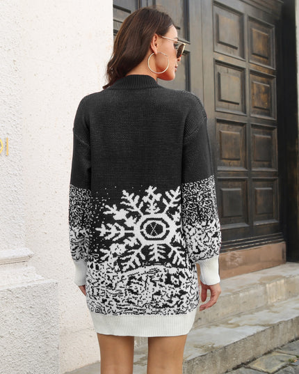 Snowflake Pattern Sweater Dress