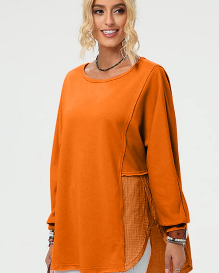 Double Take Full Size Long Sleeve High-Low T-Shirt