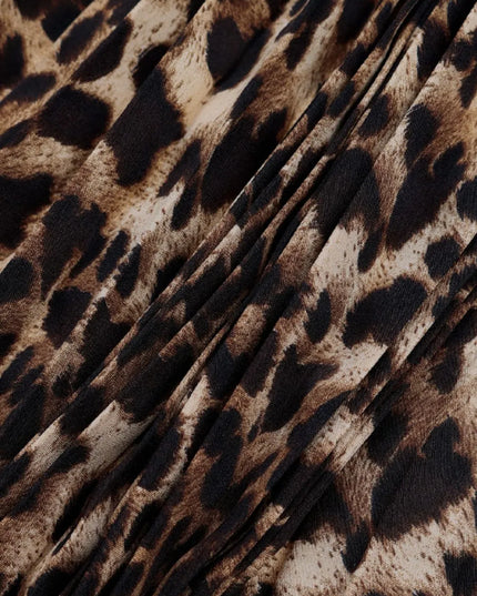 Perfee Pleated Leopard Maxi Skirt 