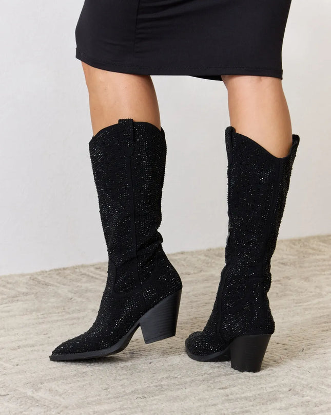 Forever Link Rhinestone Knee High Cowboy Boots