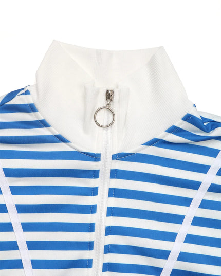 Striped Quarter Zip Long Sleeve Hoodie