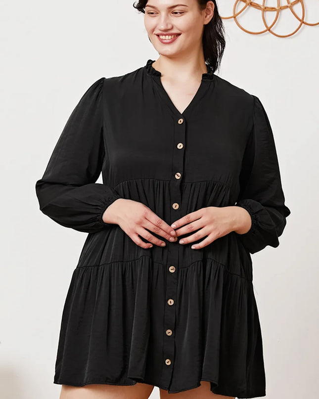Ruffled Button Up Long Sleeve Tiered Shirt