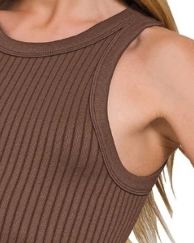 Zenana Seamless Ribbed Crop Tank
