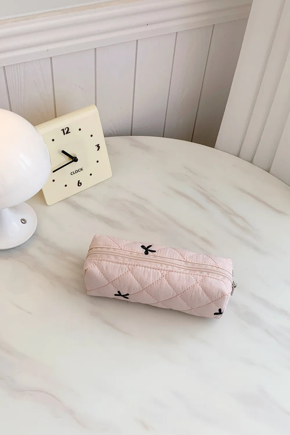 Bow Embroidered Quilted Storage Bag