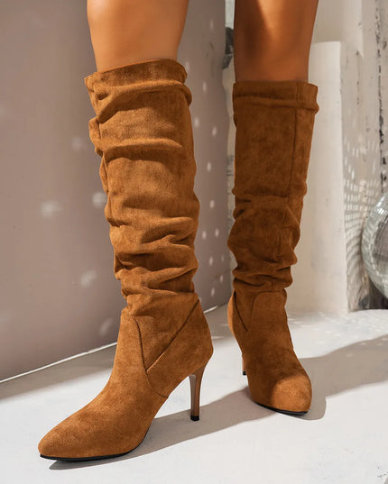 Point Toe Stiletto Boots Brown