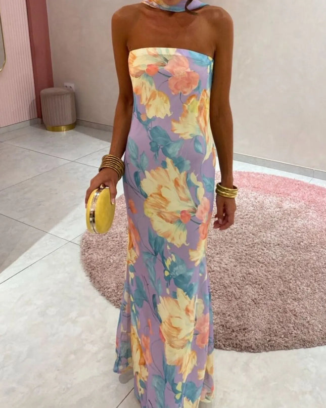 Printed Tube Maxi Dress