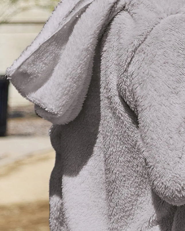 Full Size Teddy Hooded Jacket with Pockets