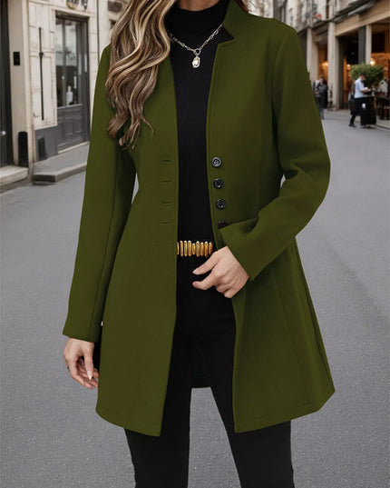 Button Up Long Sleeve Coat Army Green